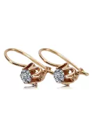 Or rose rouge 14 carats 14k 583 Zircon des boucles d'oreilles vec013 Russe Soviétique URSS Style vintage Art Deco style